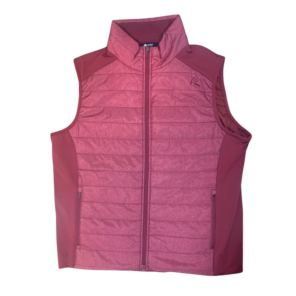 Rhoback Heather Merlot Red White Fulton Quilted Performance Vest Golf Full-Zip